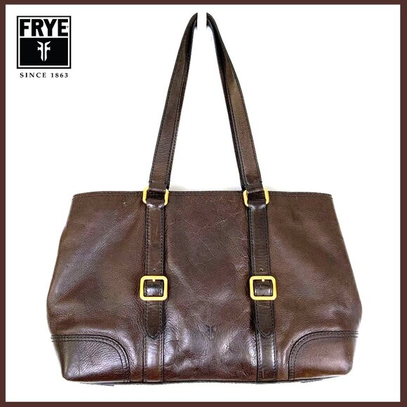 Frye Handbags - Frye CLAUDE Tote Shopper Business Shoulder Bag Leather Chocolate Brown